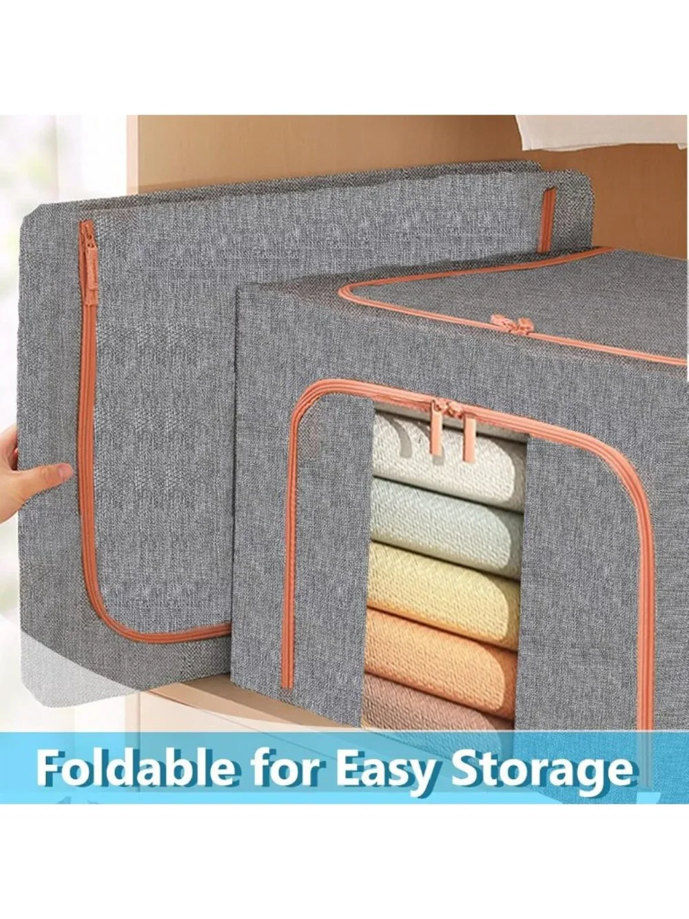 Large 100L Clothes Storage Organizer Bags, Stackable with Zipper & Clear Window